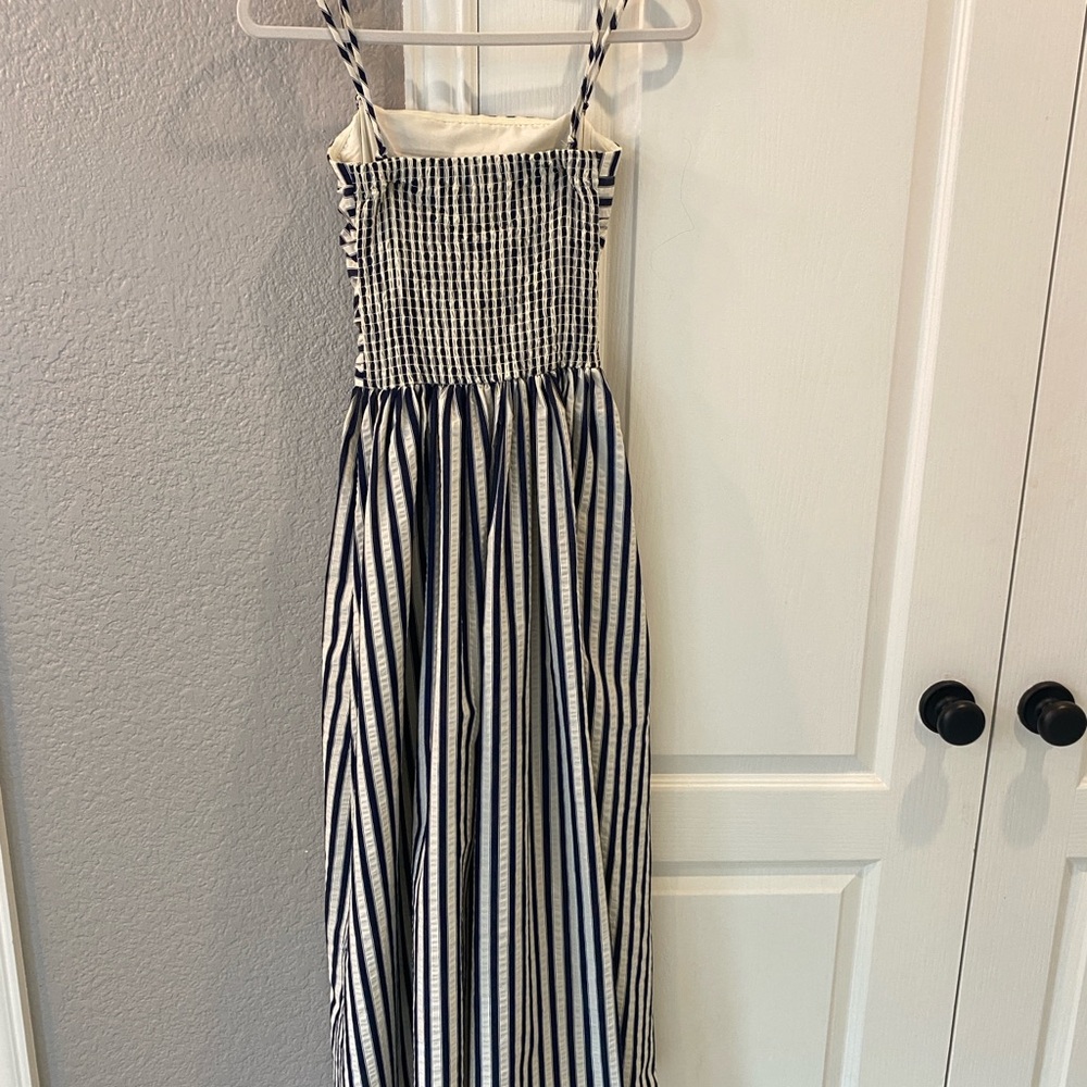 Altar'd State Navy and White Striped Midi Dress XS - Picture 3 of 3